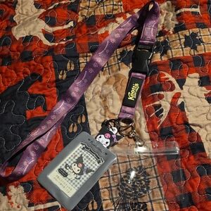 Knotts Berry Farm Purple Lanyard w Clear ID Holder & Kuromi 26 Inches Long